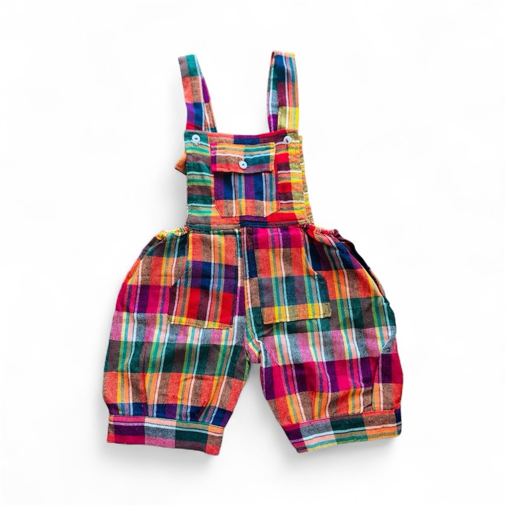 Colorful Plaid Kids Overalls unisex 6M hippie boho